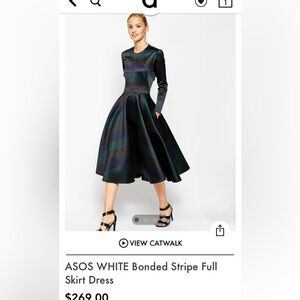 Asos scuba skater midi dress with stripes. Open back.